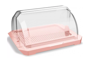 PORTA PAO PREMIUN ROSA SOLIDO COM TAMPA TRANSPARENTE REF-UZ244-ROS