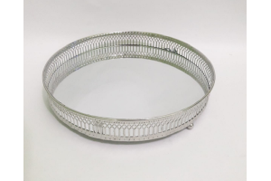 BANDEJA METAL COM ESPELHO PRATA 24,5X24,5CM REF-69490001