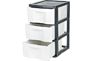 GAVETEIRO PRETO COM 3 GAVETAS BRANCAS REF-1713