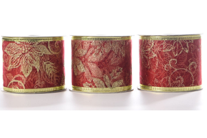 FITA ARAMADA ORGANZA C/ COSTURA VERMELHO DOURADO REF-73332003