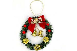 ENFEITE GUIRLANDA RENA VERMELHO DOURADO 12X12CM REF-66638001