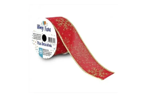 FITA ARAMADA ORGANIZADA C/ GLITTER C/ COSTURA VERMELHO DOURADO 9,14M X 3,8CM REF-73330003
