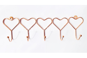 SUPORTE DE PAREDE 6 GANCHOS CORAÇAO ROSE REF-6350