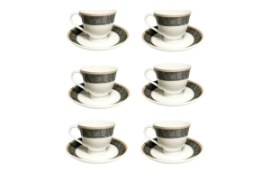 CJ CHA ASIA-TURQUIA-PORCELANA-12PCS ( 6XICARAS 6 PRATOS ) 170ML REF-CHA20004