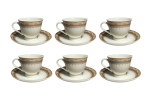 CJ CHA ASIA-FILIPINAS-PORCELANA-12PCS ( 6XICARAS 6 PRATOS ) 170ML REF-CHA20011