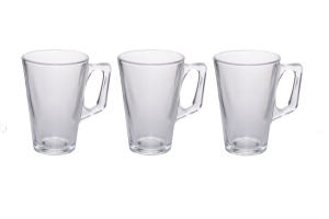 CANECA DE VIDRO C/3 260ML REF-20158