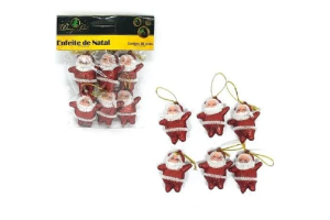 ENFEITE PAPAI NOEL C/ GLITTER 6PCS REF-NTA1467
