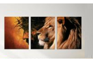 QUADRO TRIPLO MEDIO CRISTO E LEAO REF-TG29