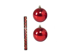 BOLA NATAL EM TUBO MISTA C/12 UND VERMELHO 6CM REF-67110002