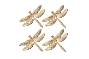 ENFEITE NATAL METAL LIBELULA SET C/4 DOURADA3X4,5CM REF-73392001