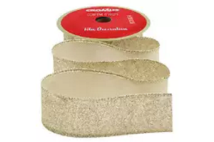 FITA ARAMADA CETIM C/ GLITTER C/ COSTURA CHAMPANHE 3,8CM X 9,14M REF-73217002