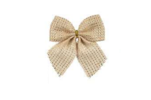 ENFEITE NATAL LACO TECIDO C/ GLITTER C/03 UND DOURADO 10X9,5CM REF-62125002