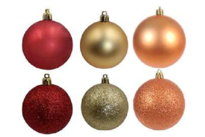 BOLA NATAL EM TUBO MISTA C/6 UND CORES SORTIDAS 8CM REF-67111013