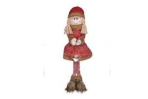 BONECO NATAL MENINA EM PE VERMELHO BEGE REF-72867001