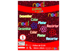 PLACA DE EVA GLITTER 40X48 VERMELHO NEXEL