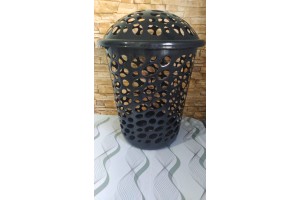 CESTO TELADO C/TAMPA 60 LTS PRETO