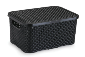 CESTO ORGANIZADOR RATTAN MEDIO PRETO C/TP REF-068/P