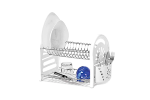 Escorredor De Louca Branco Duplo Com Porta talheres   O Escorredor De Louca Branco Duplo Com Porta T