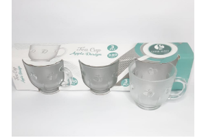 JOGO DE XICARA DE VIDRO C/3PÇS APPLE DESIGN REF-ELV1070APP