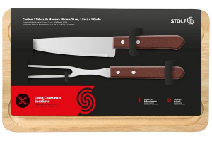 KIT CHURASCO SLIM 35X21CM COM GARFO E FACA REF-342