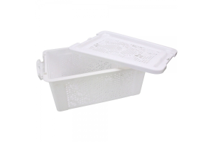 CESTA PLASTICA BAIXA TAMPA COM TRAVA 36,5X26,5X15CM REF-CK1708
