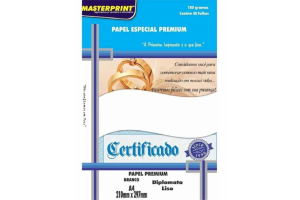 PAPEL ESPECIAL DIPLOMA LISO 180G 50FLS BRANCO COD 302070001