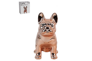 COFRE BULDOG FRANCES SENTADO CERAMICA METALIZADO REF-WX6063