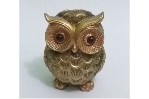 ESCULTURA CORUJA RESINA DOURADO REF-49921-152