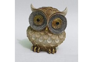 ADORNO CORUJA RESINA 11,5CM DOURADO REF-47605-152