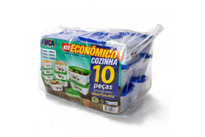 KIT COZINHA ECONOMICO 10PÇS RETANGULAR TRANSP REF-2306