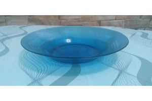 PRATO VIDRO OCTOGONAL BLUE