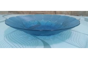 PRATO VIDRO HEART BLUE