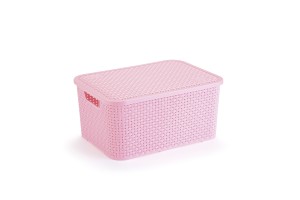 CESTO ORGANIZADOR RATTAN MEDIO ROSA BABY C/ TAMPA REF-068/RB