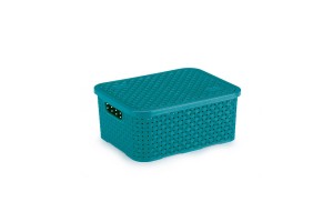 CESTO ORGANIZADOR RATTAN MEDIO AZUL BABY C/TAMPA REF-068/AB