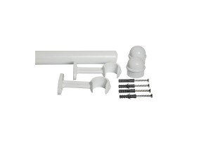 KIT VARAO CORTINA ACO 1M BRANCO 19MM REF-228