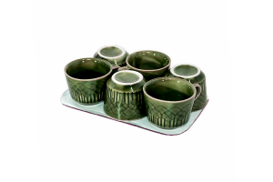 CONJUNTO XICARA CHA RELEVO VERDE 06PCS REF-50/6