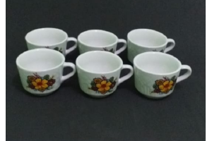 CONJUNTO XICARA CHA RELEVO BRANCA DECORADO FLOR 06PCS REF-46/6