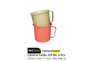CANECA CALDA 270 ML C/3 PÇS REF-5504 INPLAST