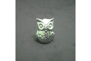 ADORNO CORUJA CERAMICA METALICO PRATA REF-47615-151