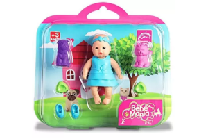 BONECA - BEBÊ MANIA PET AZUL - ROMA JENSEN
